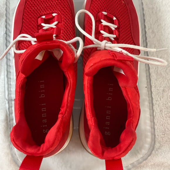 Gianni Bini Rizwell‎ Lace-Up Red Sneakers women’s 8.5 leopard print casual shoe - Picture 9 of 12
